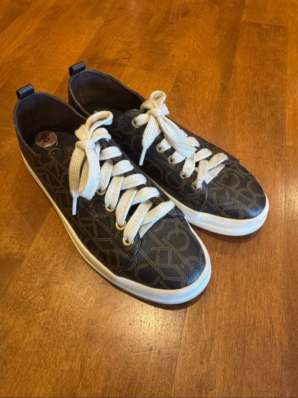Calvin Klein Black Logo Low-Top Sneakers with White Laces